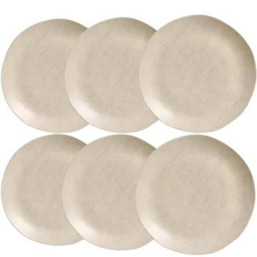 Imagem de Kit 6 Pratos Raso Areia Cerâmica Orgânico - Porto Brasil 27,5 cm - 001