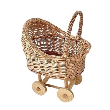 Imagem de Fenteer Cesta de flores em formato de carrinho de bebê, organizador de flores portátil, decoração, cesta de pétalas de casamento, acessórios para noivado, S