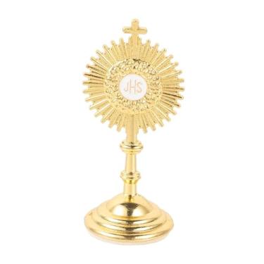 Imagem de Ｂｅｓｇａ Crucifixo de pé com base, coleção de enfeites de carro, cruz de mesa para decoração cristã de sala de estar, culto e casa, Gold S