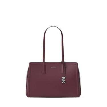 Imagem de Michael Kors Bolsa Laila média, ferragens prateadas/couro de cabra em relevo/Oxblood