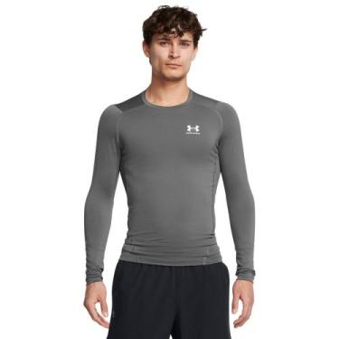 Imagem de Camiseta Compressão de Treino Under Armour HeatGear Masculina, Cinza, 