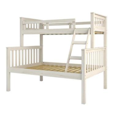 Imagem de Beliche com Cama de Casal Madeira Maciça Saraiva, Branco Lavado