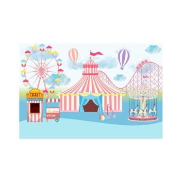 Imagem de Painel De Lona Circo Rosa Balões - Fabrika de Festa, 300x200cm