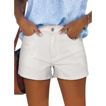 Imagem de Apenas shorts jeans, brancos de cintura alta, para mulheres, GG - Only
