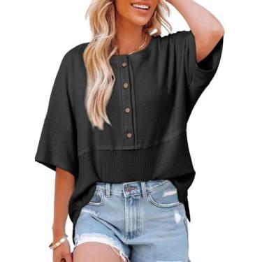 Imagem de Blusa Dokotoo 2025 Summer Fashion Waffle Knit Black XXL