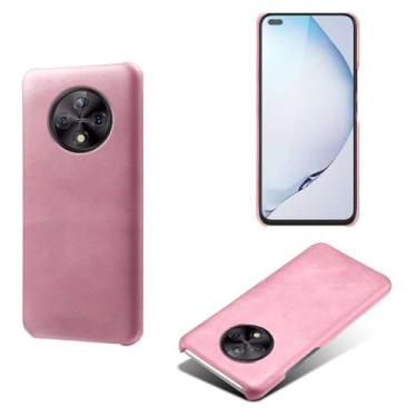 Imagem de Capa para Huawei Honor Play 50 Plus,Proteção contra quedas,Casca de volta de cor sólida simples,Design de couro de imitação de plástico-Pink