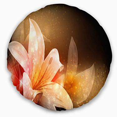 Imagem de Design de flores fractais marrom brilhante sala de estar redonda, sofá, almofada de alta qualidade + capa de almofada impressa em ambos os lados 50 cm