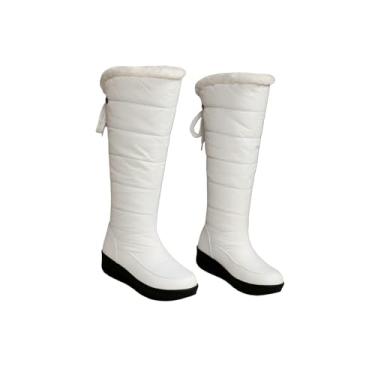 Imagem de Bota Inverno Feminina Cano Alto | Branca | Impermeável, Quentinha, Antiderrapante – Tamanhos 35 a 41
