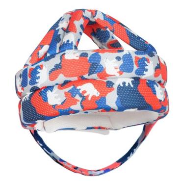 Imagem de simhoa Capacete de proteção infantil chapéu ajustável leve protetor boné protetor de cabeça infantil de cabeça para bebês crianças engatinhando, Vermelho Azul Branco