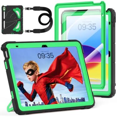 Imagem de Capa para iPad A16 11ª geração 11 polegadas 2025, Auorld para iPad 10ª geração 10 polegadas 2022 capa infantil meninos com protetor de tela alça de ombro dobrável suporte para lápis à prova de choque