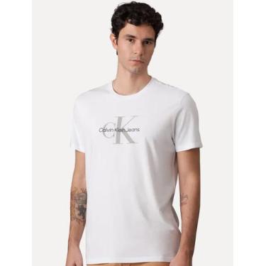 Imagem de Camiseta Calvin Klein Jeans Masculina New Re Issue Frontal Logo Branca