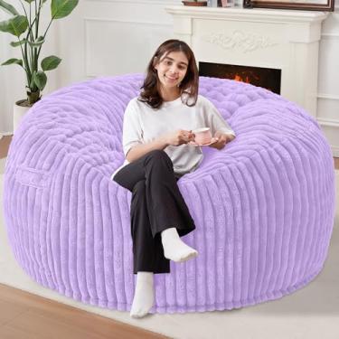 Imagem de Homguava Cadeira de pufe de 1,8 m, saco de feijão grande de 1,8 m, cadeiras gigantes para adultos com enchimento de espuma de memória, confortáveis e grandes, pufes macios com capa de pelúcia com fio