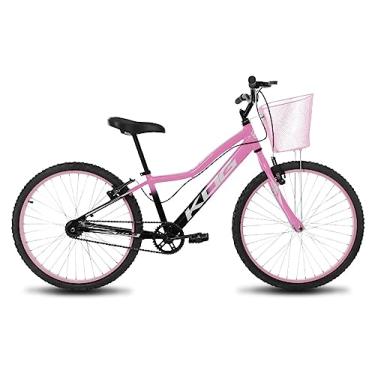 Imagem de Bicicleta Aro 24 Infantil em Aluminio Feminina Rosa Garfo Rigido com Cestinha Sem Marchas Pneus Cravos MTB Princesa,Preto Degrade Branco