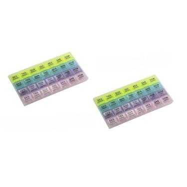 Imagem de Porta Comprimidos Semanal ReméDio Com Diferentes Tamanhos Multicoloridos Organizadores Dia A Dia(KIT 2 UNIDADES (4 FILEIRAS))