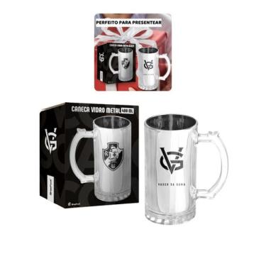 Imagem de Caneca Vidro Reforçado Metalic 480Ml Cerveja Time Vasco Da - Brasfoot