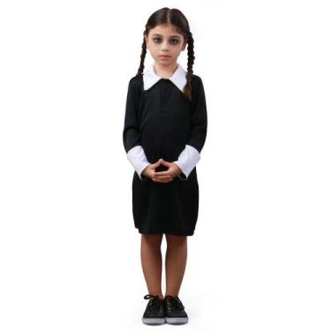 Imagem de Fantasia Wandinha Infantil 3 a 12 anos Vestido Vandinha Addams Clássic