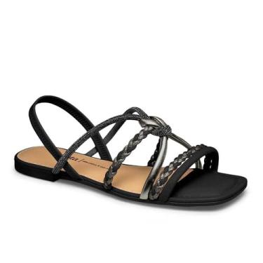 Imagem de Sandália Feminina Dakota Rasteira Tiras Cruzadas Preto 36