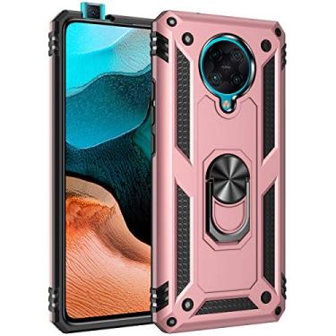 Imagem de SORAKA Capa para Xiaomi Poco F2 Pro 5G com suporte de anel de metal, capa à prova de choque, borda de silicone macio, capa traseira rígida de policarbonato com placa de metal para suporte magnético de