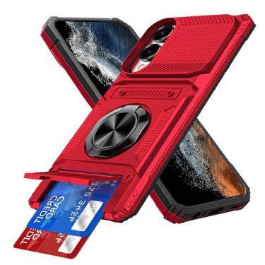Imagem de MEMAXELUS Capa carteira para Samsung Galaxy S25 FE com suporte para cartão, [loja 2 cartões] Anel de 360° suporte de corpo inteiro, resistente, à prova de choque, capa protetora de telefone para