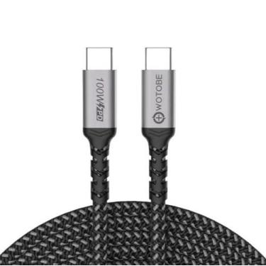 Imagem de Cabo Nylon Trançado 5A E-Mark PD 100W USB-C para USB-C 1m - Wotobe