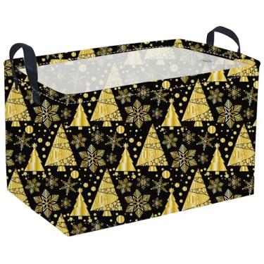 Imagem de Cesta de Natal retangular, cesta de flocos de neve. Cestas fofas para decoração de quarto, cestas infantis com alças. Caixas de livros, caixa de presente. (Natal sonhador)