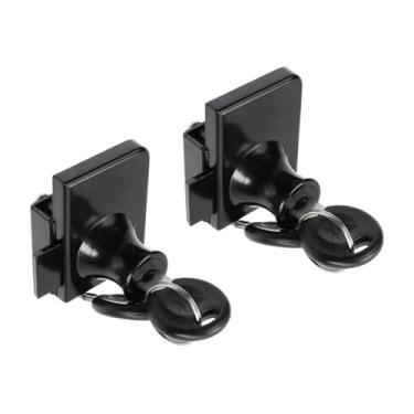 Imagem de LC LICTOP Fechadura sem furadeira para vidro de 0,5 a 0,8 cm, chave diferente - montagem de porta a placa, 2 conjuntos retangulares pretos de 4 x 3 cm, trava de vidro de liga de zinco para armário de