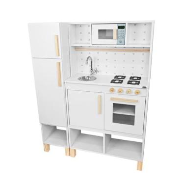 Imagem de Kit Educativo Módulo Crescer Cozinha Infantil Com Geladeira - Branco -