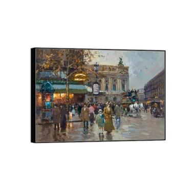 Imagem de BMZFYBS Arte de parede em tela reprodução de pintura famosa - imagens de moldura preta para sala de estar - Peace Cafe-Decor Poster e impressões 50 x 70 cm 20 x 27 pol