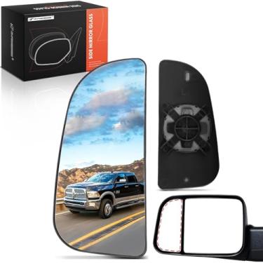 Imagem de A-Premium Vidro retrovisor inferior esquerdo do lado do motorista com placa traseira - Compatível com Dodge Ram 1500 2009-2024, Ram 2500 2010-2018, Ram 3500 2010-2018 - Espelho de reboque convexo