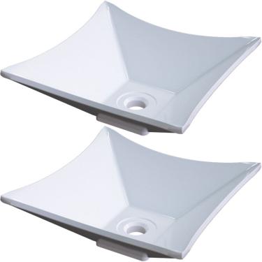 Imagem de Kit 02 Cubas de Apoio Quadrada Lux Para Banheiro Lavabo C01 L30 Branco - Lyam Decor