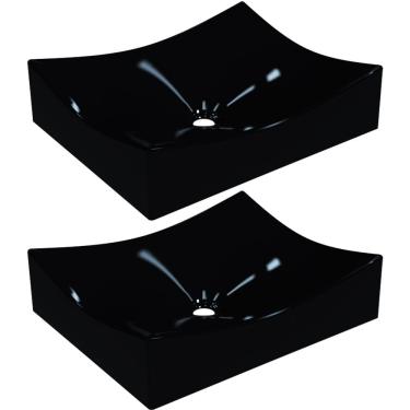 Imagem de Kit 02 Cubas de Apoio Retangular Para Banheiro Lavabo C01 ML44W Preto - Lyam Decor