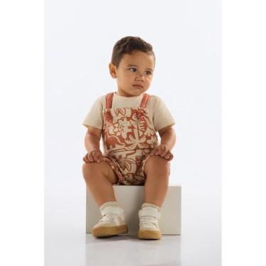 Imagem de Conjunto Camiseta e Jardineira Bebê Quimby, Bege, G