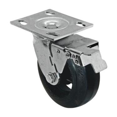 Imagem de Roda rodízio borracha moldada 6 pol giratório freio 220kg - AJAX