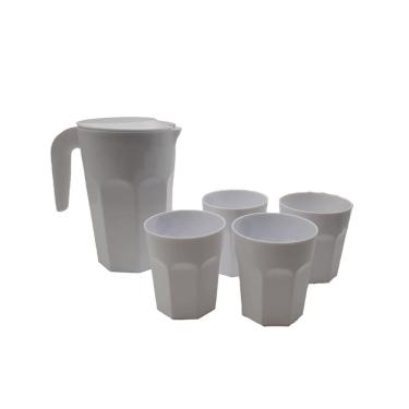 Imagem de Kit Suco 1 Jarra De 1,5 Litros Com 4 Copos De 400 Ml Branco