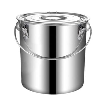 Imagem de SiaBiced Balde de aço inoxidável Balde de sopa de aço inoxidável resistente para garagem de areia, 32l