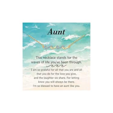 Imagem de IEFLIFE Colares de presente para mulheres - Colares de onda de zircônia banhada a ouro 14k para mulheres, presente de aposentadoria de aniversário para mãe, filha, irmã, amizade, amiga, presente de