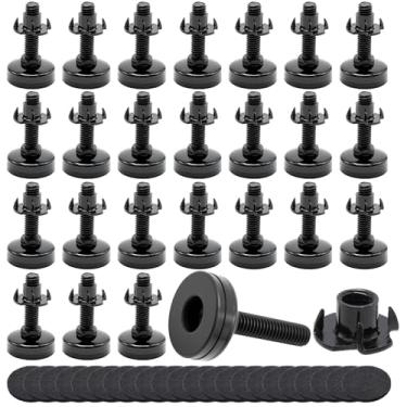 Imagem de laffoonparts 24 pacotes de niveladores de móveis de 3/20.3 cm-16 fios, pés ajustáveis de metal, adequados para mesas, armários, cadeiras, sofás, bancadas de trabalho e outros móveis resistentes