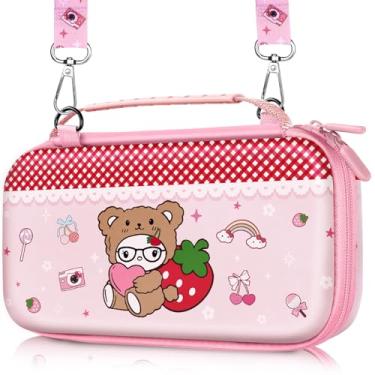 Imagem de Gurgitat Estojo de transporte para Nintendo Switch OLED 2021/Switch 2017 – Bonito desenho animado para capas de viagem com alça e alça de armazenamento portátil para meninas adolescentes e meninos