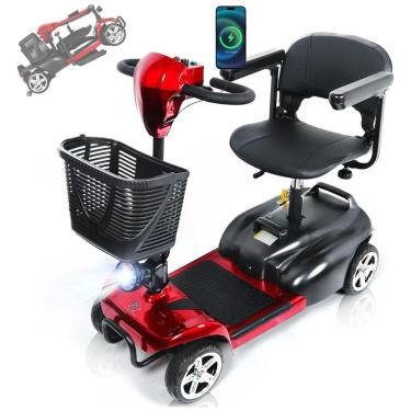 Imagem de Cadeira de Rodas Elétrica Dobrável para Adultos, com 120 kg de Capacidade, 22,5 km de Autonomia, 8 km/h, Bateria de Longa Duração