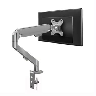 Imagem de Suporte de monitor único para monitor para telas de 17 a 30 polegadas dentro de 9 kg, suporte de mesa ajustável para monitor de mola a gás com grampo C e base de ilhós, braço de monitor VESA máximo de