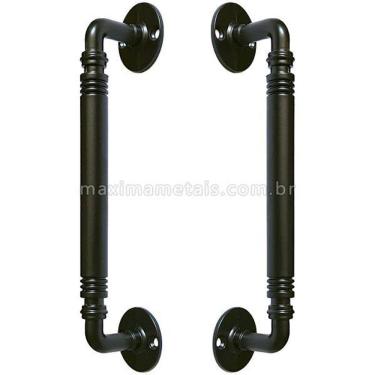 Imagem de Puxador Duplo Germany Preto Fosco 195Mm Porta Pivotante