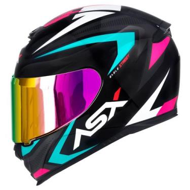 Imagem de Capacete Fechado ASX Eagle Street Tiffany Brilho com Viseira Colorida 