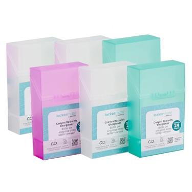 Imagem de LockerMate Caixa de giz de cera com apontador comporta 24 giz de cera, cores sortidas, pacote com 6