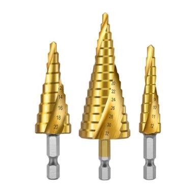 Imagem de WZFC Fresa de titânio com ranhura espiral, 3 peças, alça sextavada, cone de metal, 4-12, 4-20, 4-32 mm