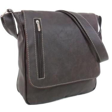 Imagem de Bolsa Carteiro Pasta Transversal Em Sintético Masculina Feminina Estudante Trabalho Passeio (Marrom)