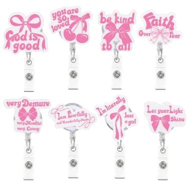 Imagem de JarThenaAMCS Carretel de crachá motivacional com laço rosa, citação inspiradora, retrátil, crachá para identidade, coquette, mulheres, enfermeiras, médicas, professores, lembrancinhas de estudante