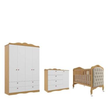 Imagem de Quarto Completo Bebê Provençal Permobili Encanto kit cap MDF, Nature B