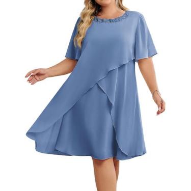 Imagem de Vestido de festa Hanna Nikole Azul Cinza Chiffon Plus Size 24