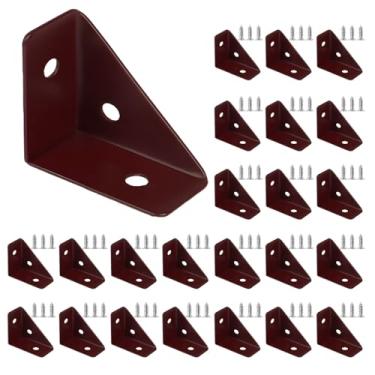 Imagem de 24pcs Shelf Brackets, Heavy Duty Triangular Bracket Fastener, Cold Rolled Steel Braces Joining Support, for Desk Bed Edge, Furniture Fastening(Brown)