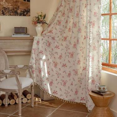 Imagem de Cortinas OYX Pink Boho Floral 214 cm x 213 cm Rod Pocket 2 painéis